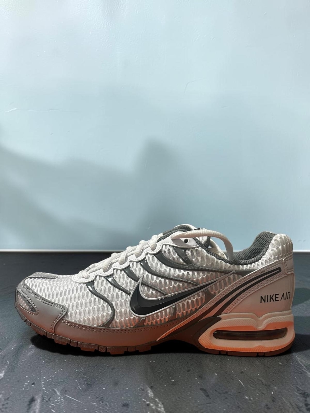 Nike Women's White and Gray Air Running Shoe with Black Swoosh